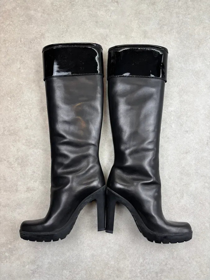 2000s Dior Black Leather Platform Ankle Boots by John Galliano CCuXgXJ 15