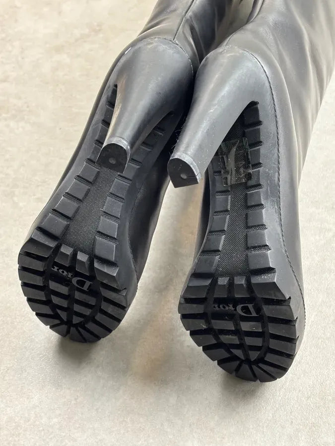 2000s Dior Black Leather Platform Ankle Boots by John Galliano CCuXgXJ 16