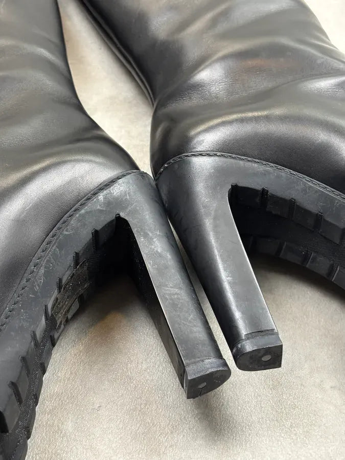 2000s Dior Black Leather Platform Ankle Boots by John Galliano CCuXgXJ 21