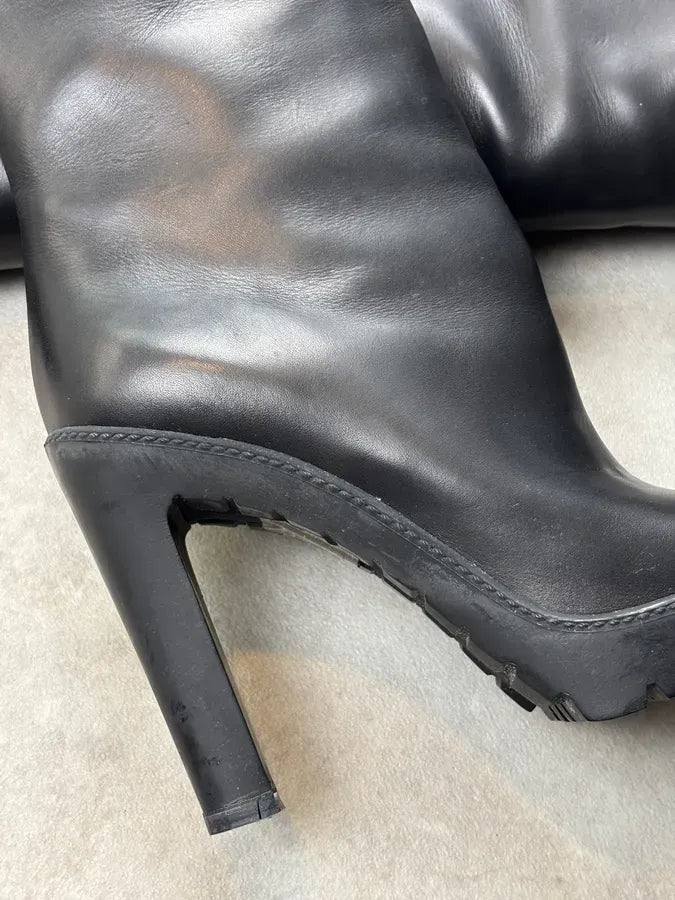 2000s Dior Black Leather Platform Ankle Boots by John Galliano CCuXgXJ 22