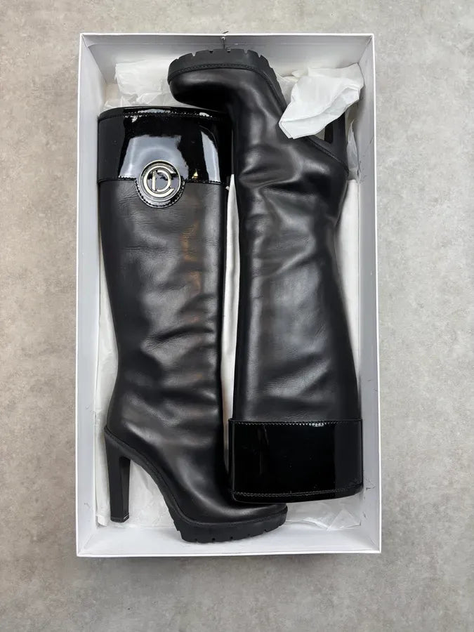 2000s Dior Black Leather Platform Ankle Boots by John Galliano CCuXgXJ 3