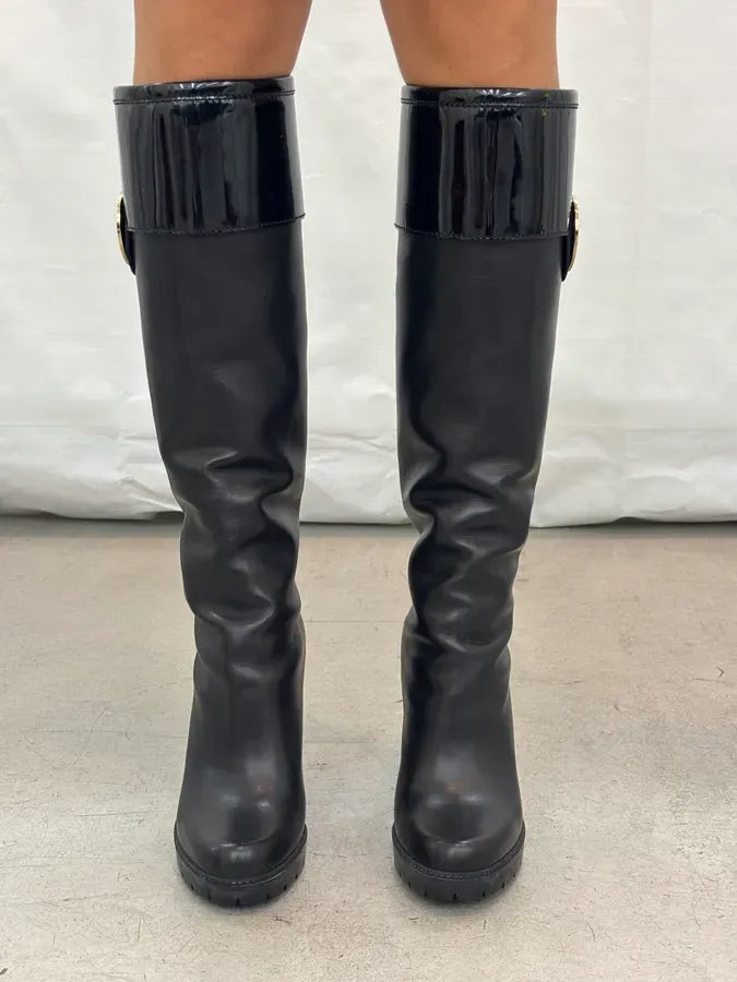 2000s Dior Black Leather Platform Ankle Boots by John Galliano CCuXgXJ 5