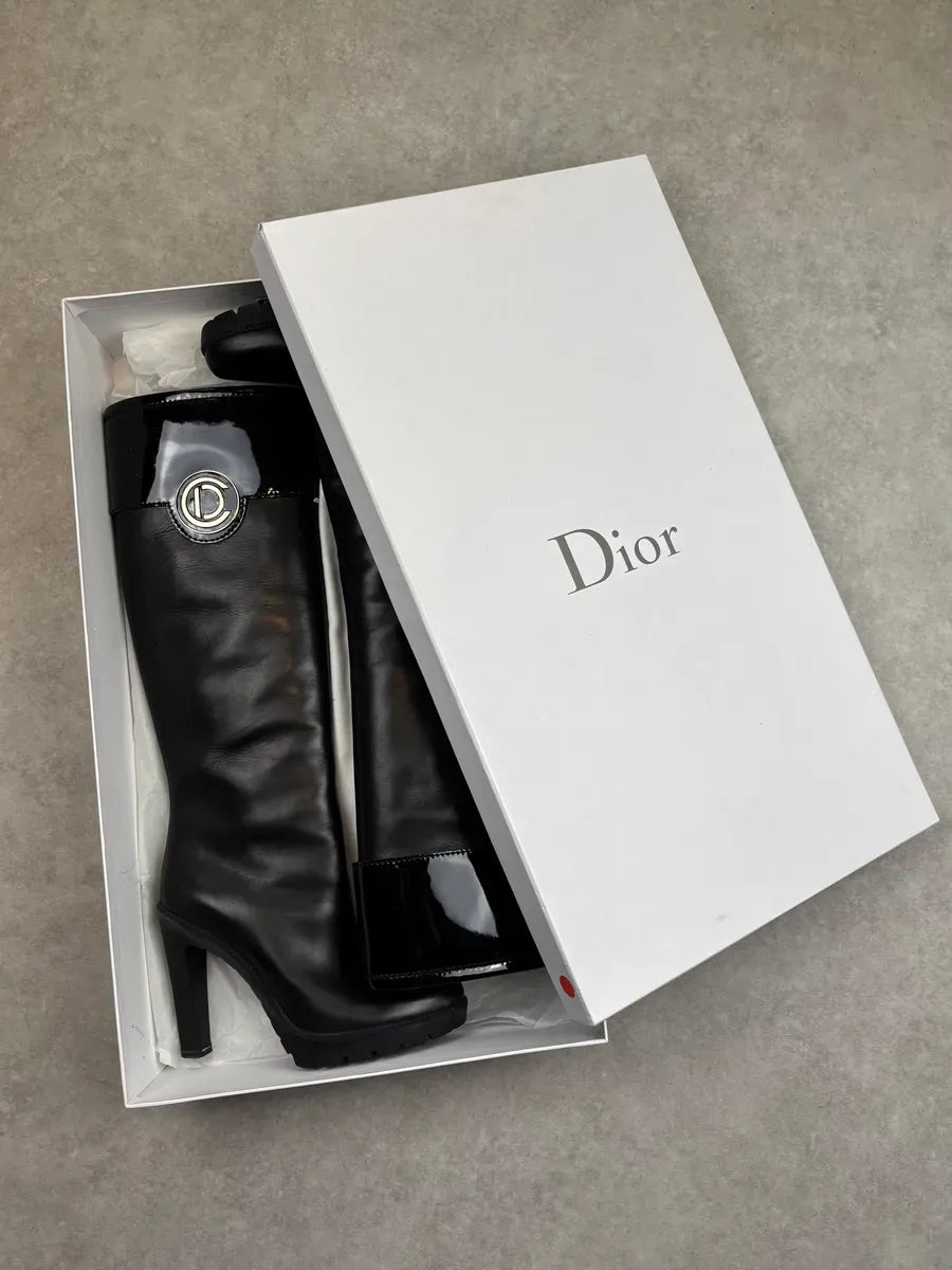 2000s Dior Black Leather Platform Ankle Boots by John Galliano CCuXgXJ 6