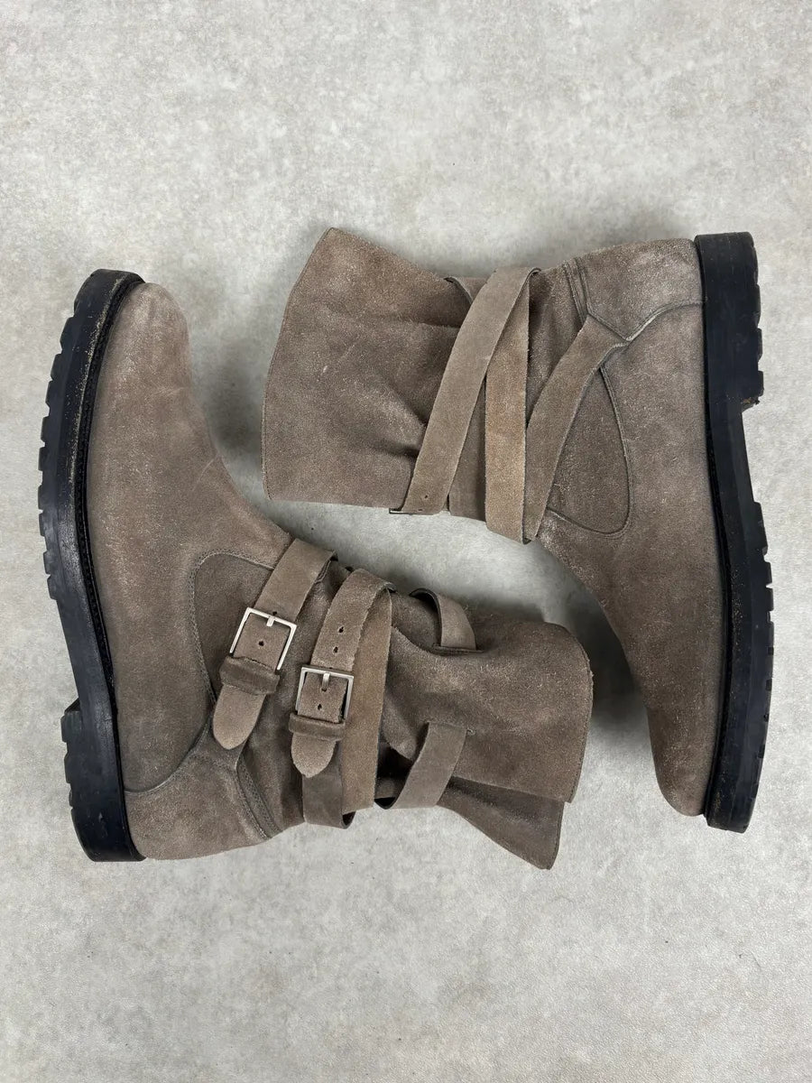 2000s Dior Brown Camel Suede Leather Buckle Boots mluOZtX 3