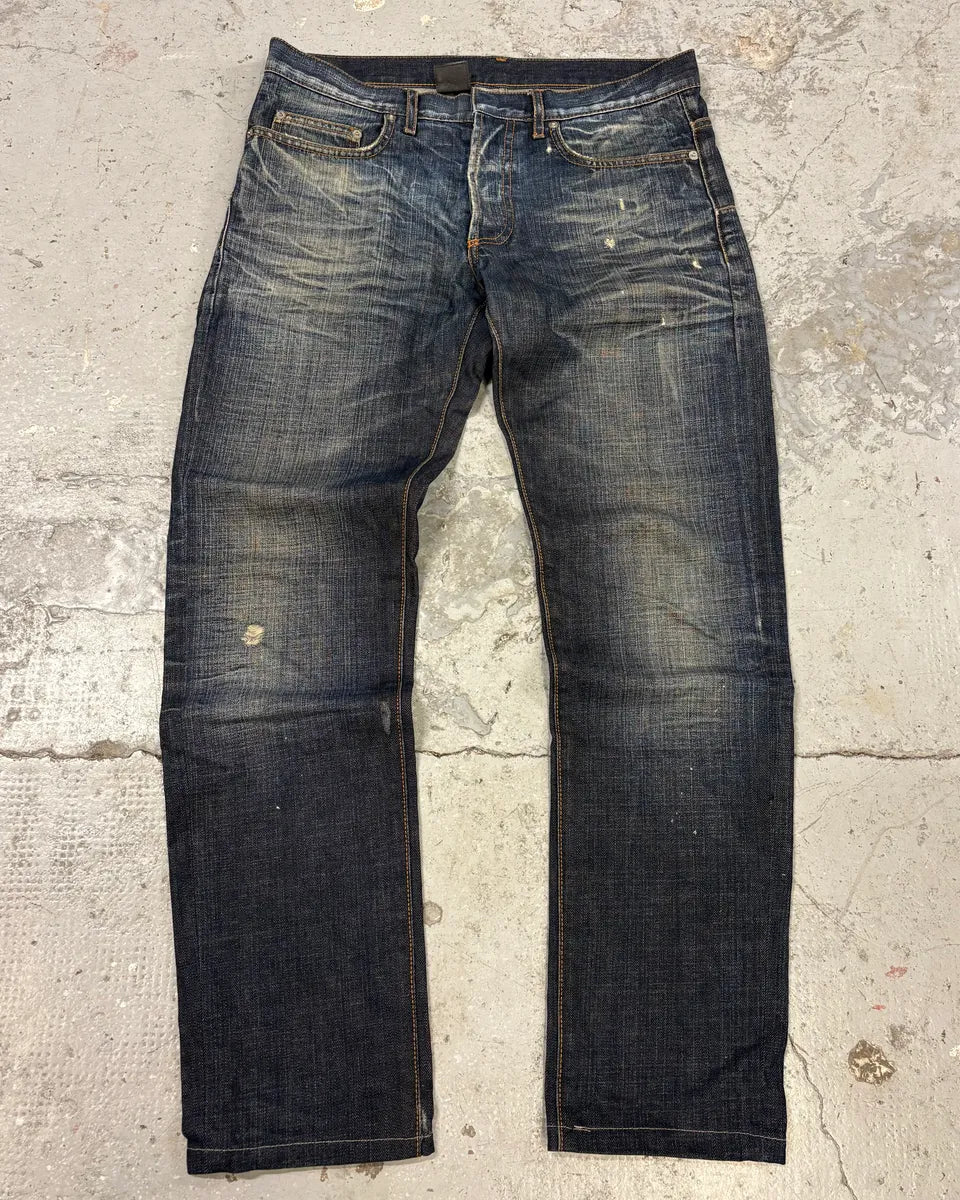 2000s Dior by Hedi Slimane Blue Faded Denim Straight Jeans (M) GynQqzW 0