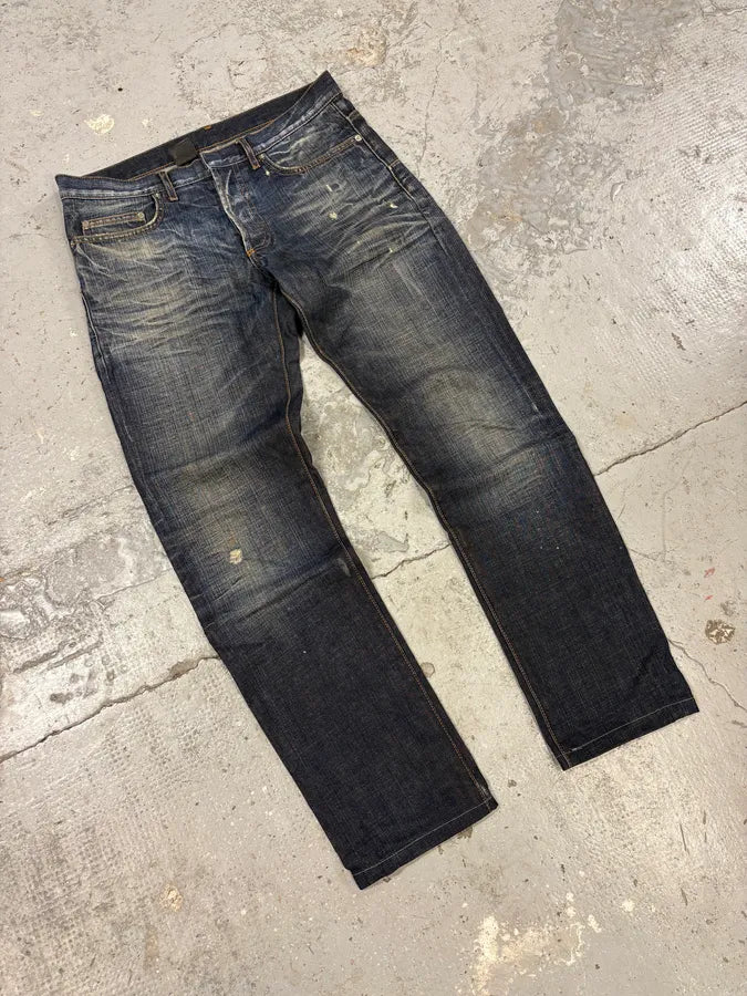 2000s Dior by Hedi Slimane Blue Faded Denim Straight Jeans (M) GynQqzW 4