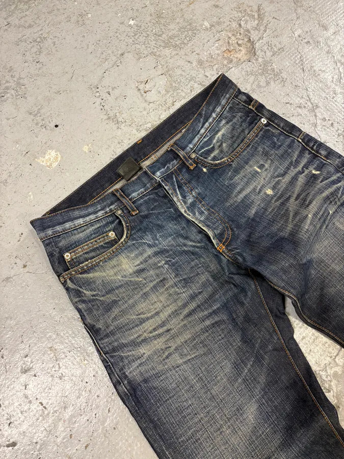 2000s Dior by Hedi Slimane Blue Faded Denim Straight Jeans (M) GynQqzW 5