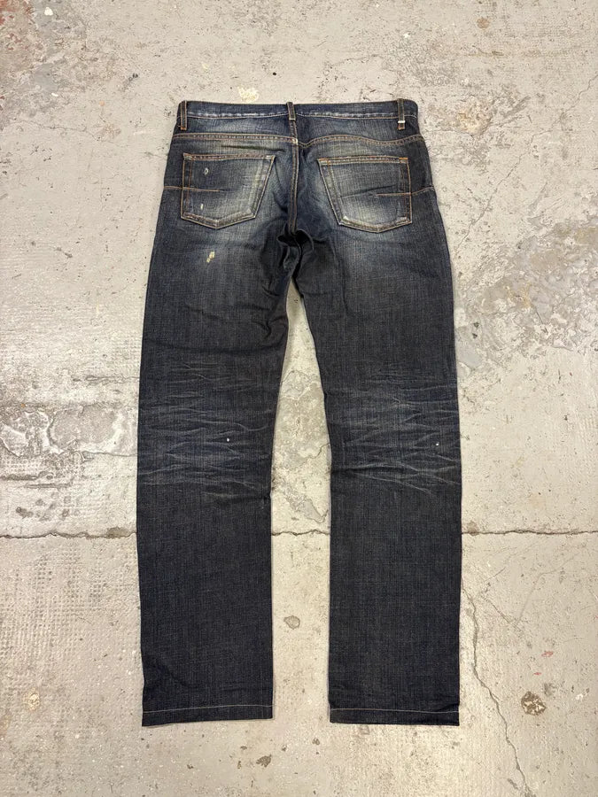 2000s Dior by Hedi Slimane Blue Faded Denim Straight Jeans (M) GynQqzW 6