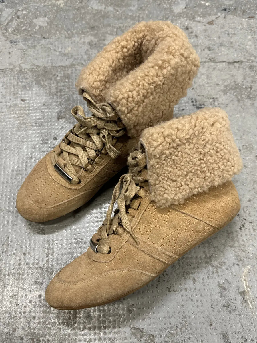 2000s Dior Camel High Boxing Fur Shoes (37eu/us5) eMDebic 0
