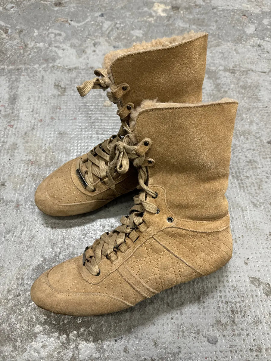 2000s Dior Camel High Boxing Fur Shoes (37eu/us5) eMDebic 1