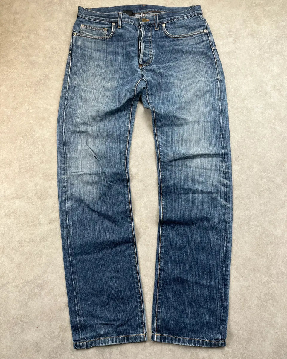 2000s Dior Classic Blue Faded Straight Denim Jeans iHWkSbg 0