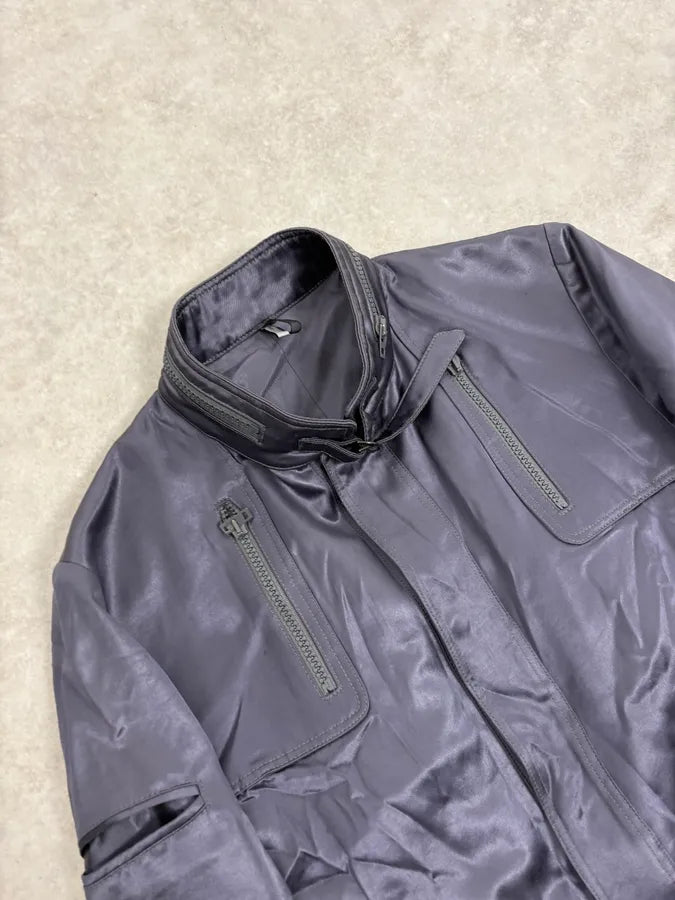 SS2006 Dior Grey Satin Avant-Garde Cargo Jacket by Hedi Slimane FVMIHpM 4