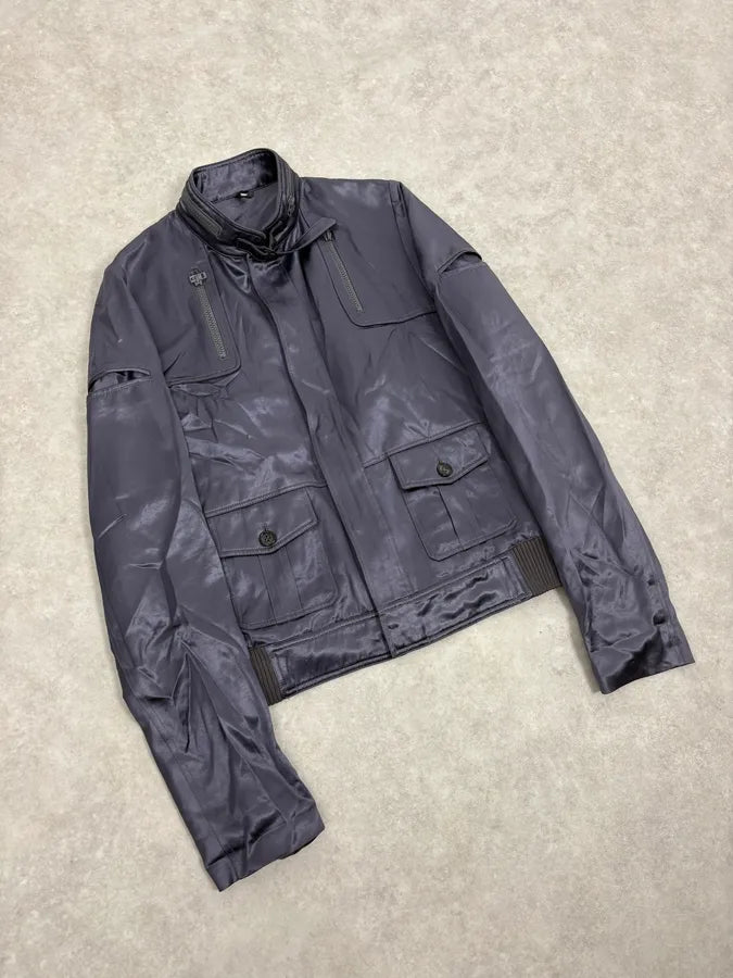 SS2006 Dior Grey Satin Avant-Garde Cargo Jacket by Hedi Slimane FVMIHpM 3
