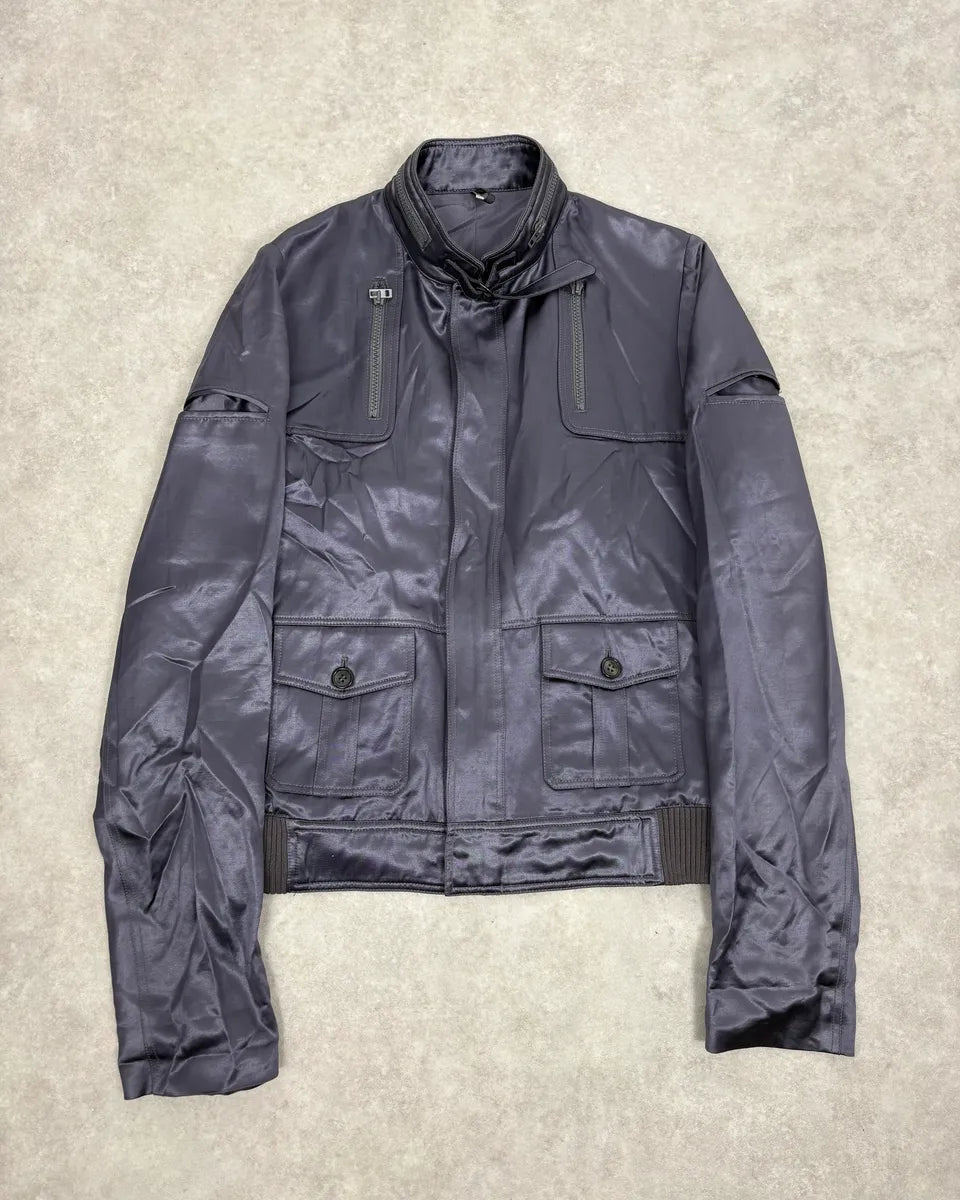 SS2006 Dior Grey Satin Avant-Garde Cargo Jacket by Hedi Slimane FVMIHpM 0