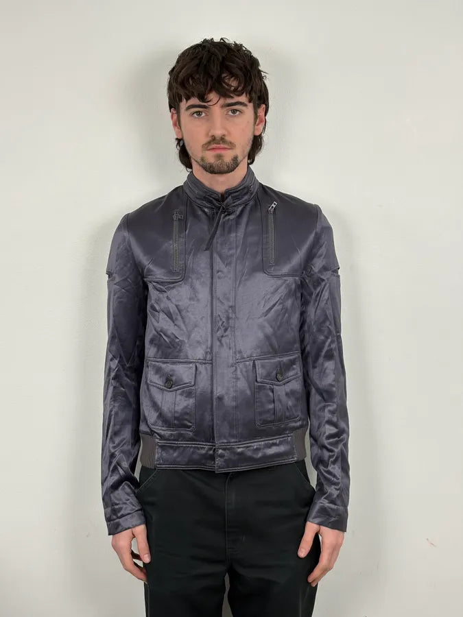 SS2006 Dior Grey Satin Avant-Garde Cargo Jacket by Hedi Slimane FVMIHpM 1