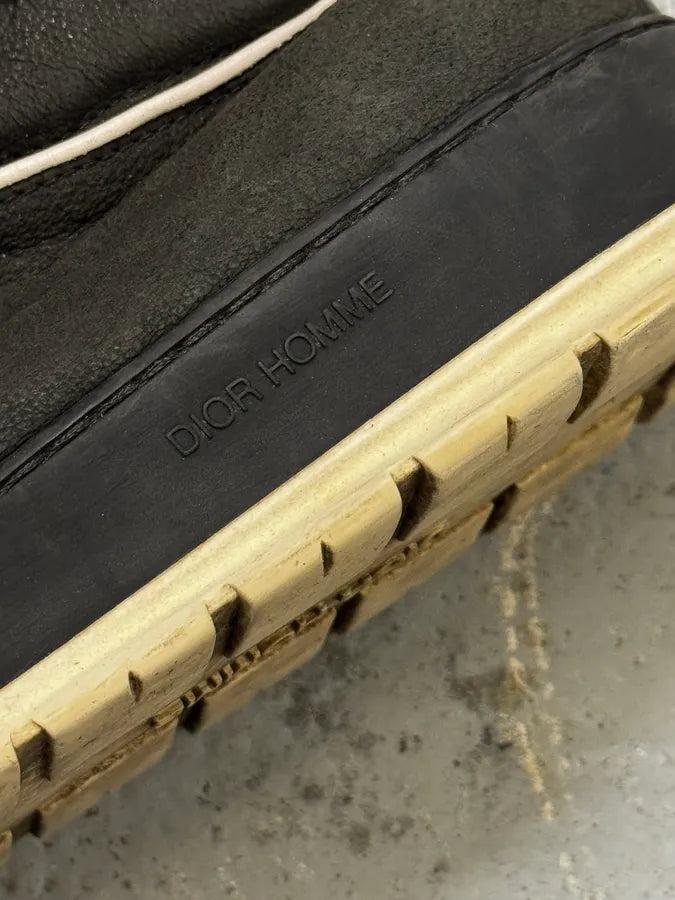 2000s Dior Homme Black Leather High Top Sneakers WfuZMaU 6