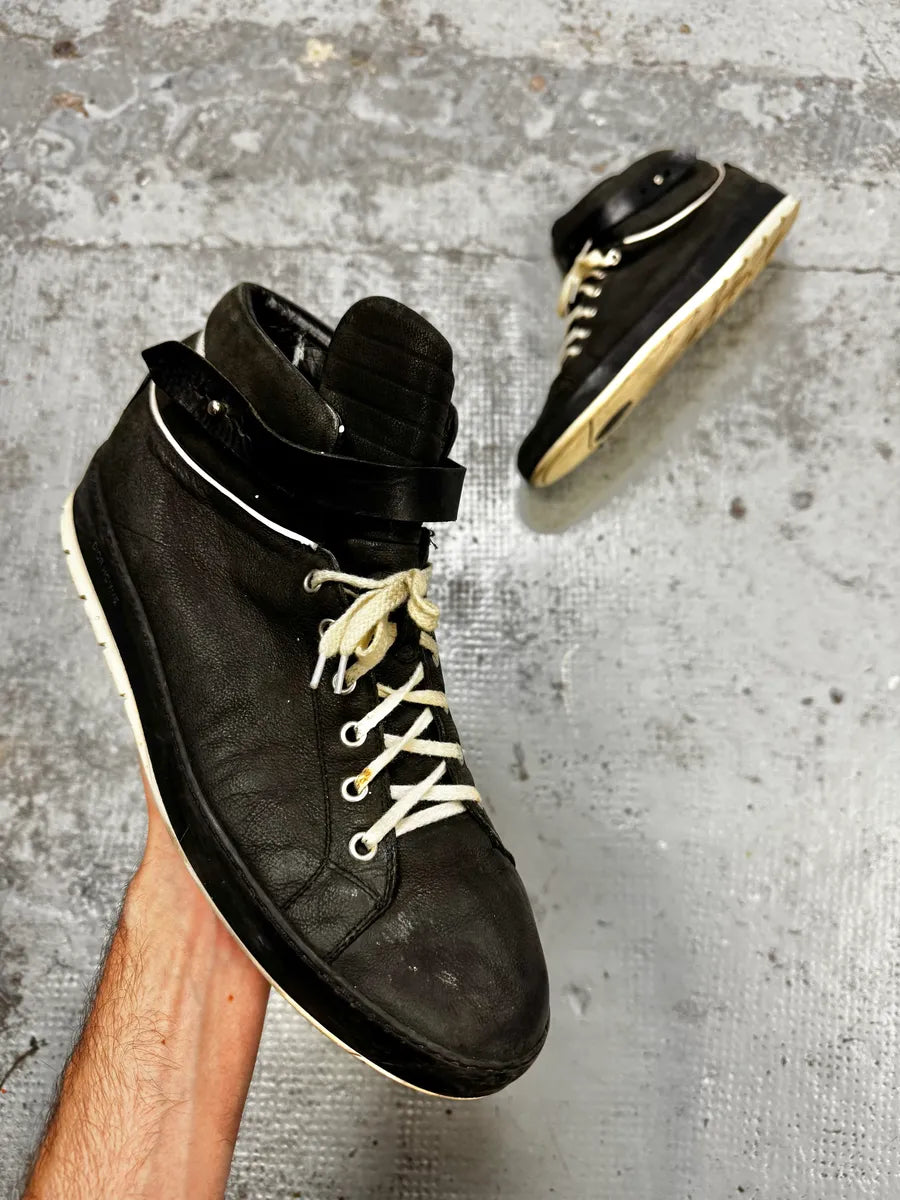2000s Dior Homme Black Leather High Top Sneakers WfuZMaU 0