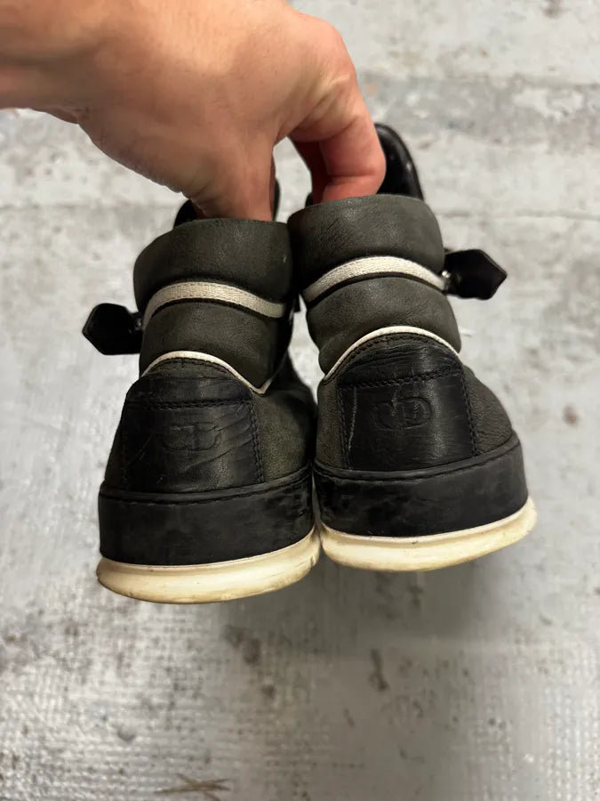 2000s Dior Homme Black Leather High Top Sneakers WfuZMaU 7