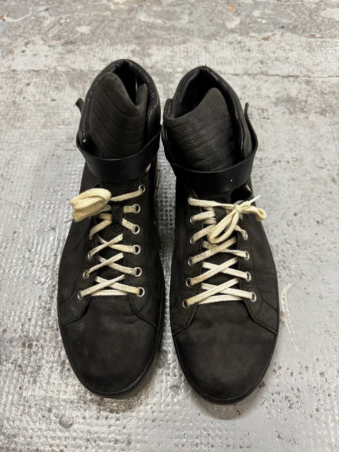2000s Dior Homme Black Leather High Top Sneakers WfuZMaU 3
