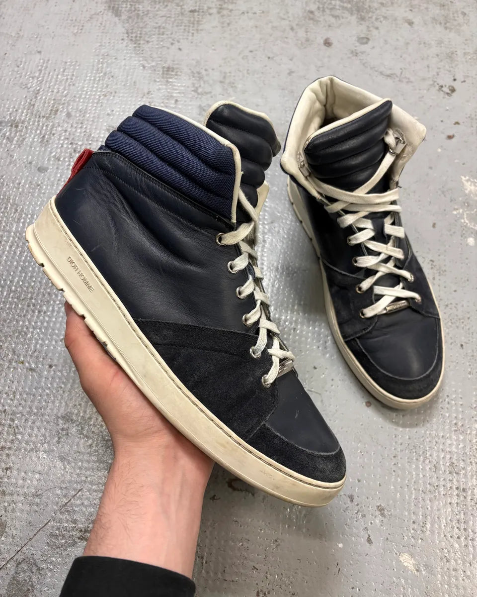 2000s Dior Homme Navy & Red High Top Sneakers MLHJPNu 0