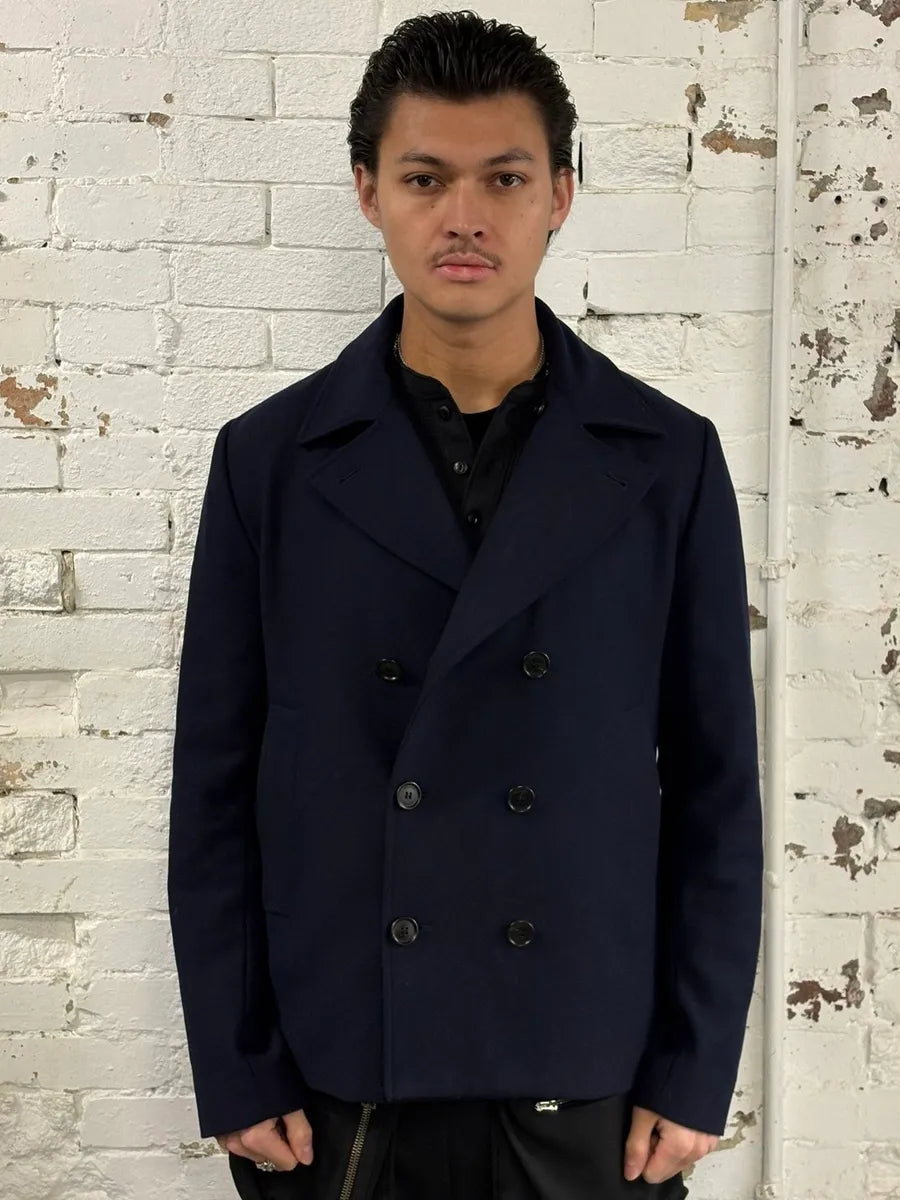 2000s Dior Navy Wool Classy Light Pea Coat lEFADgh 0