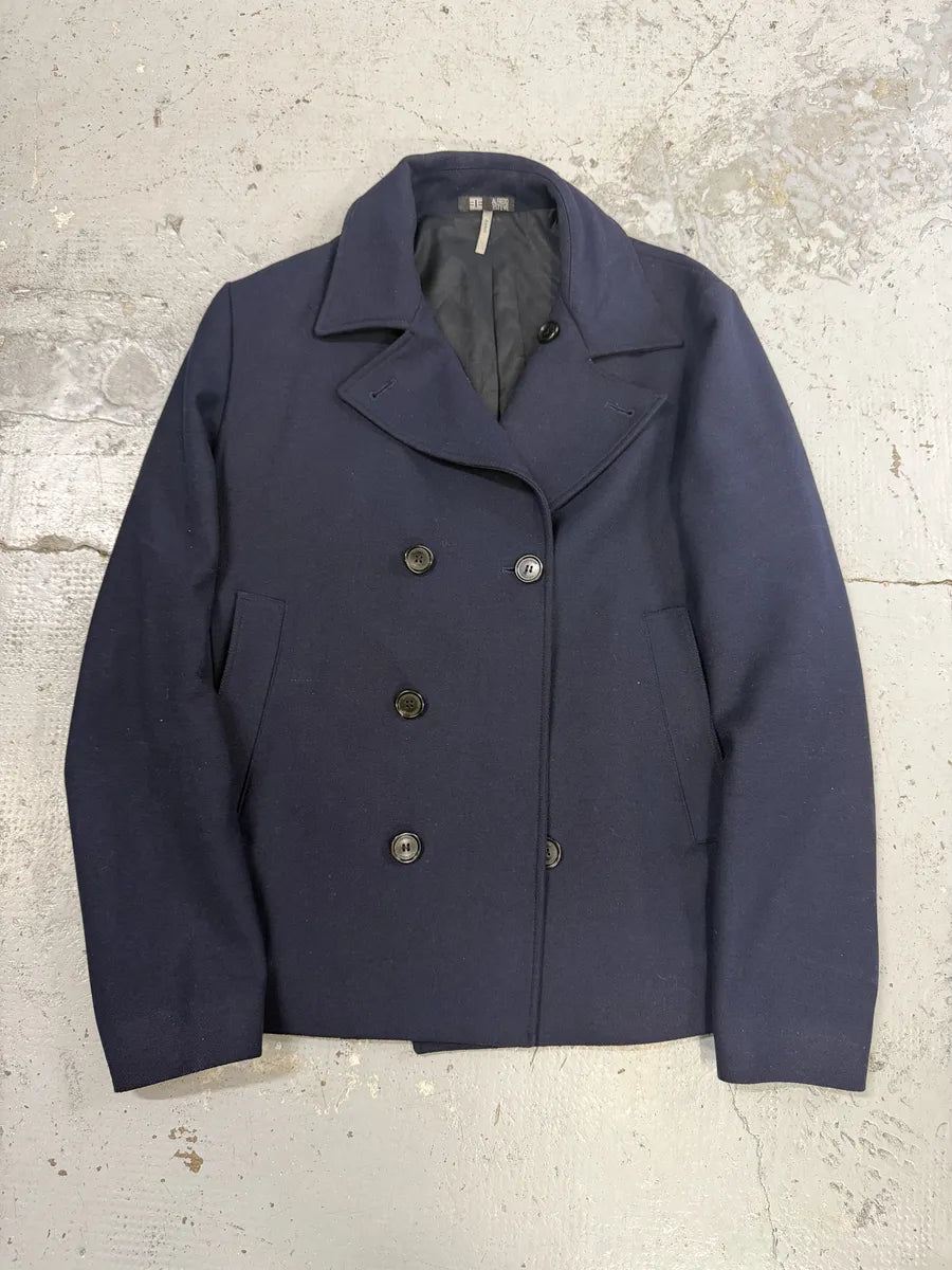 2000s Dior Navy Wool Classy Light Pea Coat lEFADgh 1