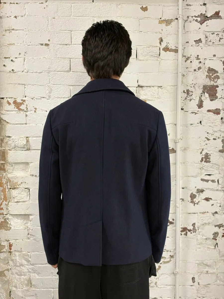 2000s Dior Navy Wool Classy Light Pea Coat lEFADgh 3