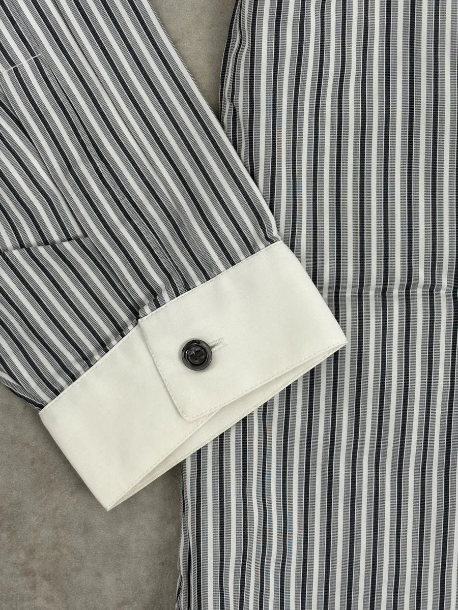 SS2008 Dior Premium White Blue & Grey Striped Classy Shirt ADhvQQr 8