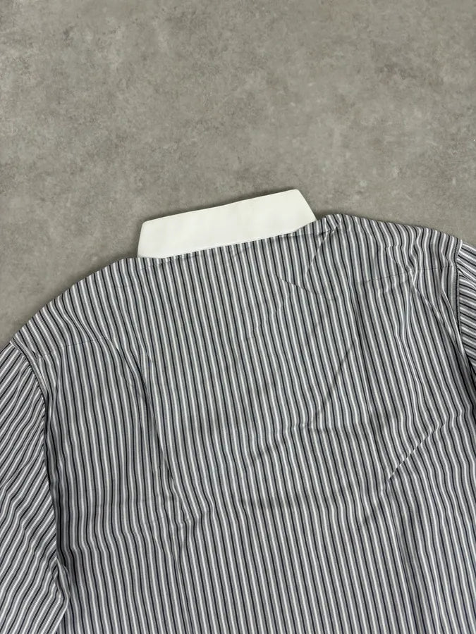 SS2008 Dior Premium White Blue & Grey Striped Classy Shirt ADhvQQr 5