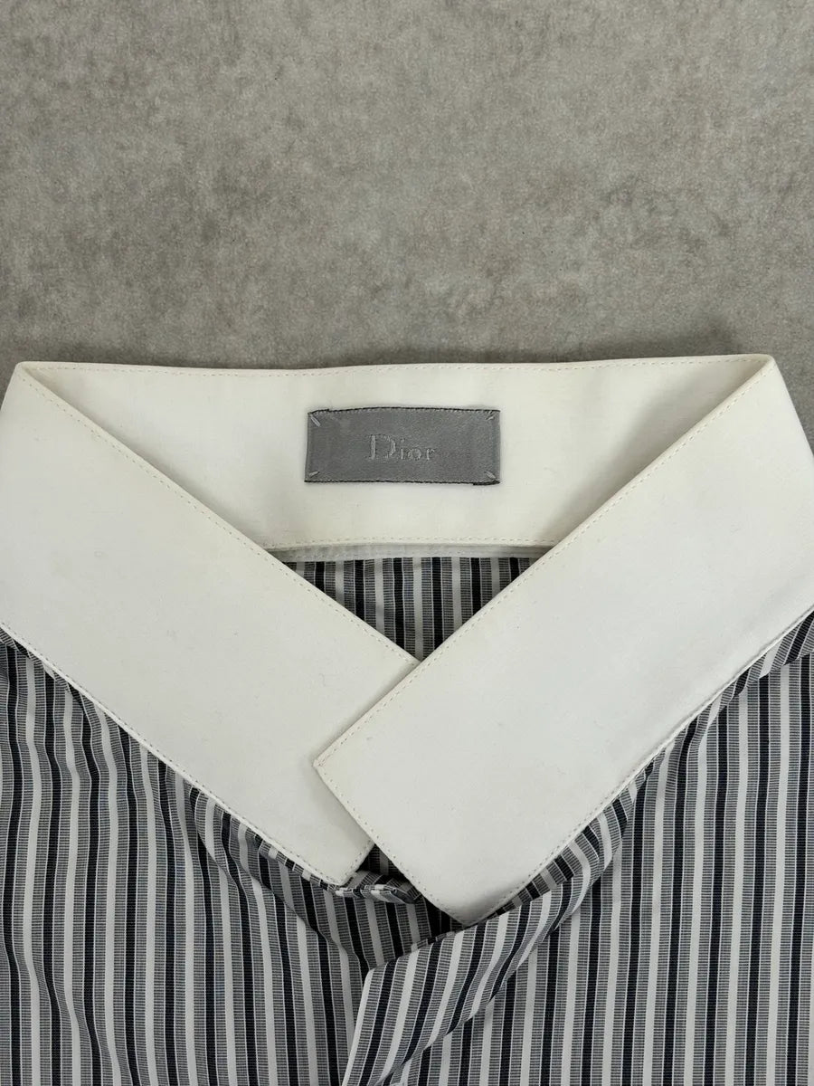 SS2008 Dior Premium White Blue & Grey Striped Classy Shirt ADhvQQr 6