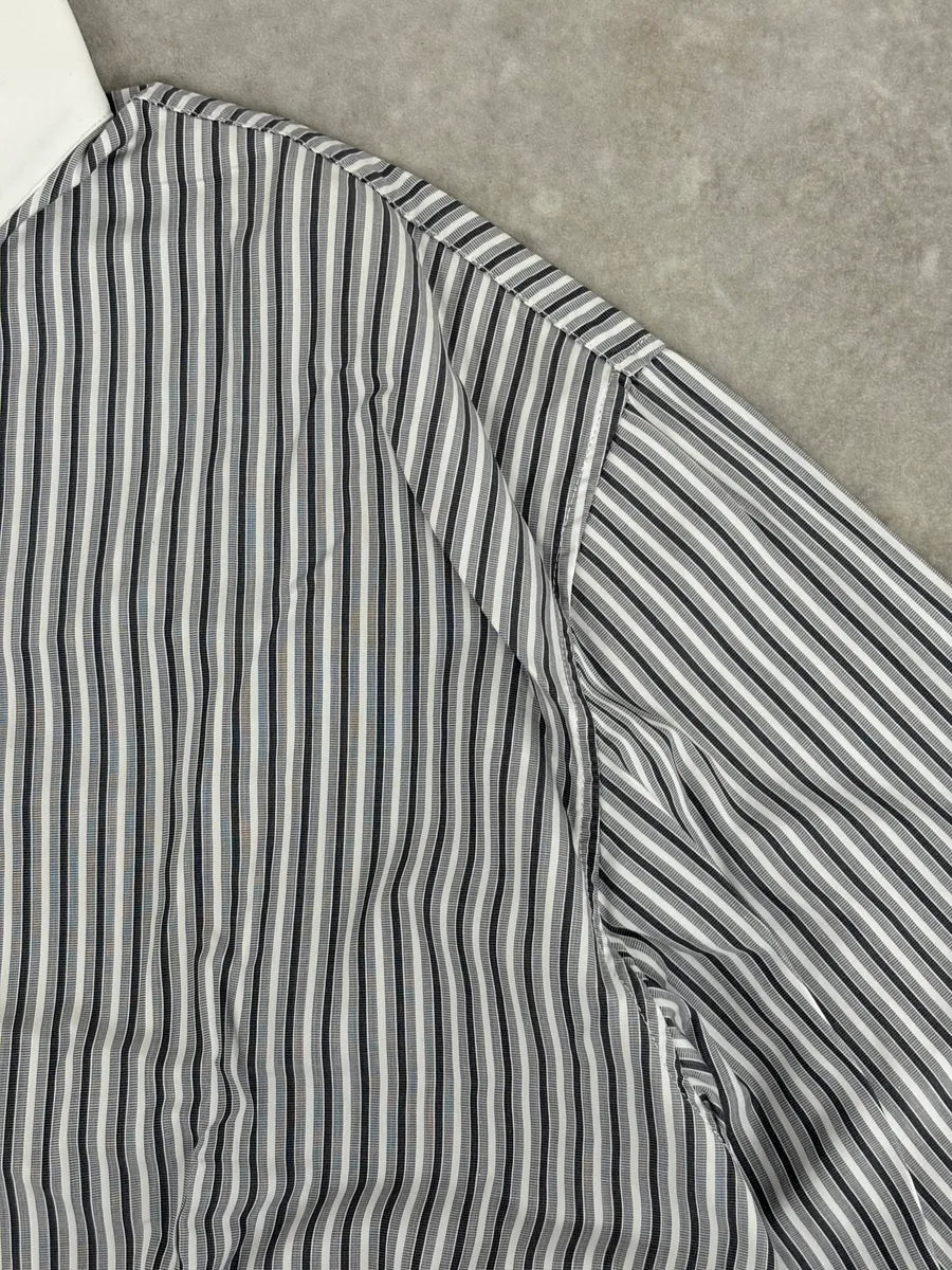 SS2008 Dior Premium White Blue & Grey Striped Classy Shirt ADhvQQr 9