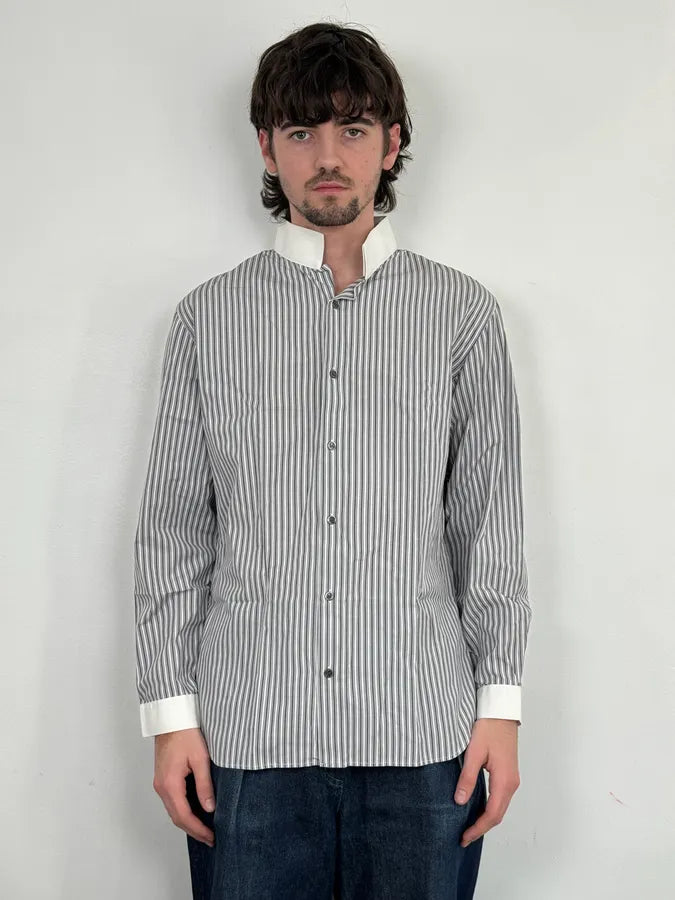 SS2008 Dior Premium White Blue & Grey Striped Classy Shirt ADhvQQr 1