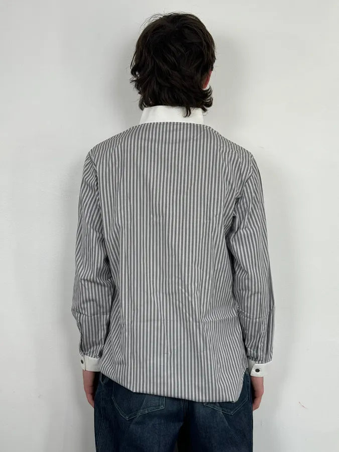SS2008 Dior Premium White Blue & Grey Striped Classy Shirt ADhvQQr 2