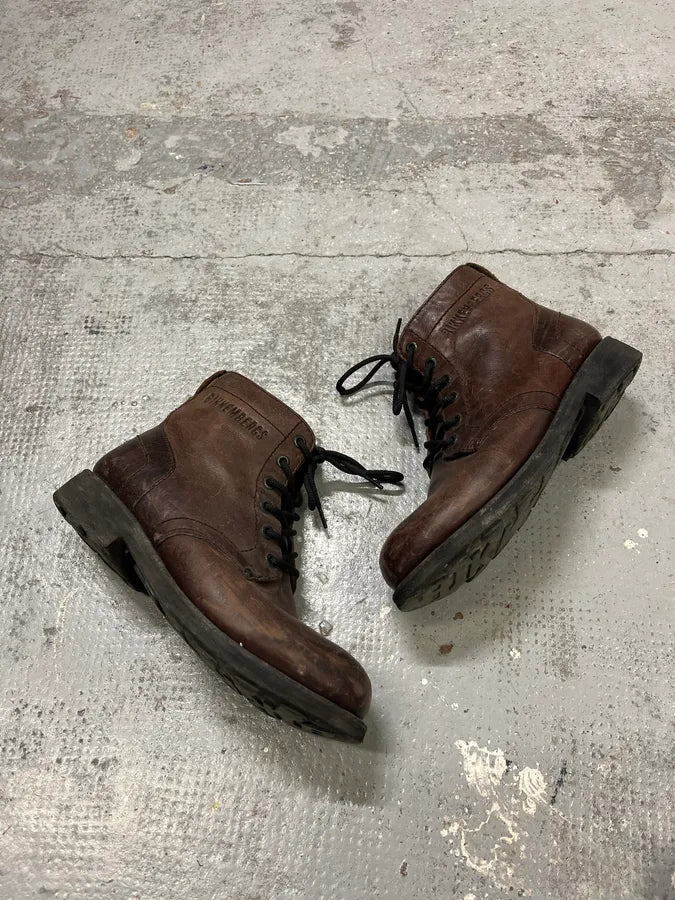 2000s Dirk Bikkembergs Army Brown Leather Boots mvkWHQl 1