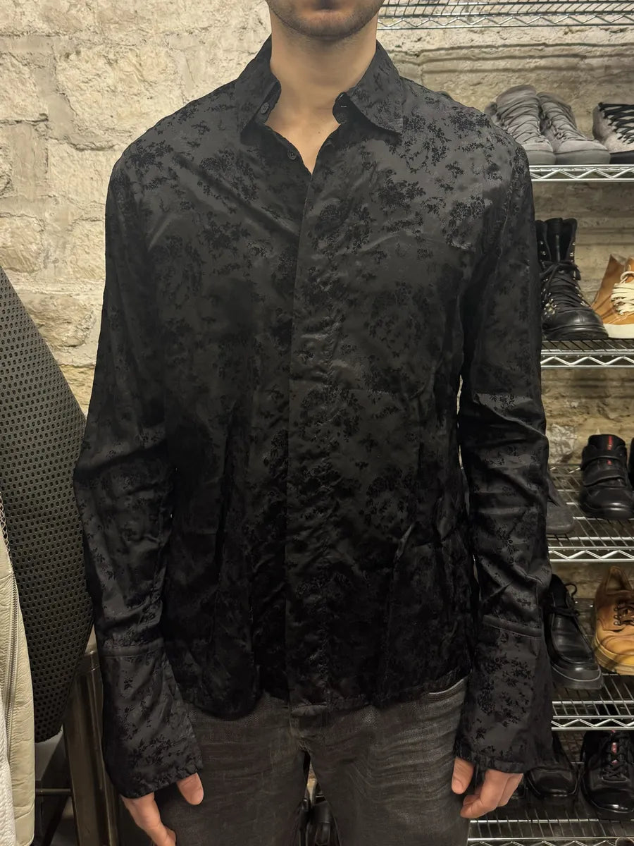 2000s Dirk Bikkembergs Black Embroidered Light Royal Shirt (L) 2