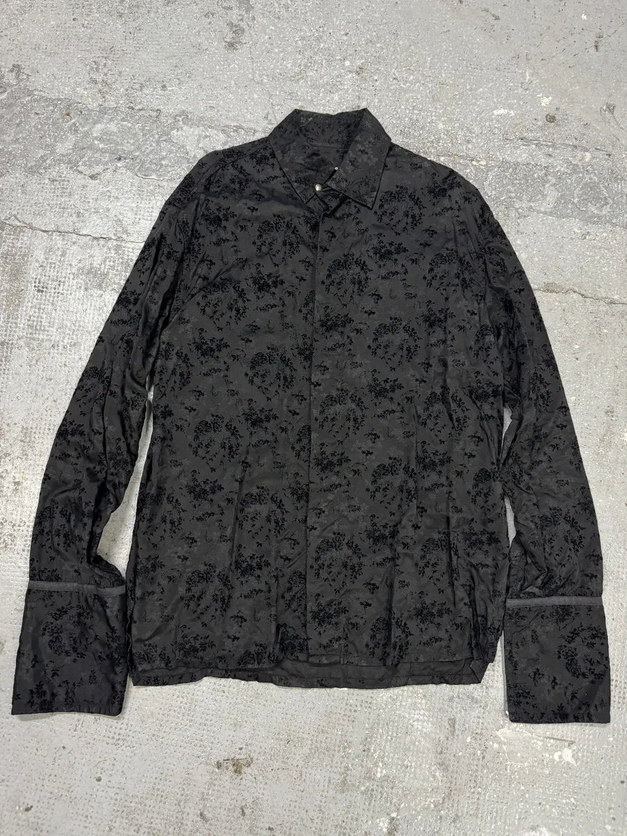 2000s Dirk Bikkembergs Black Embroidered Light Royal Shirt (L) 6