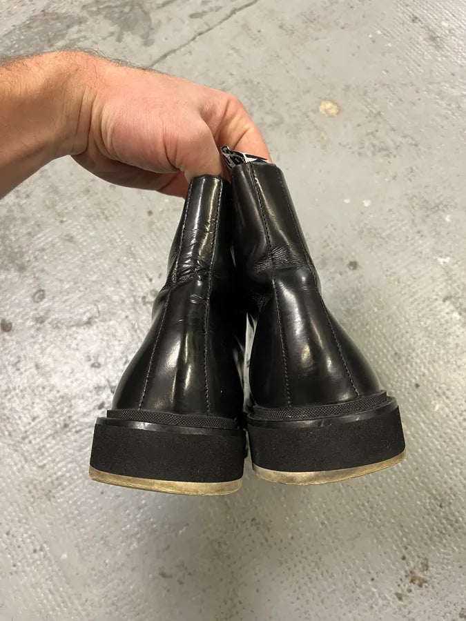 2000s Dirk Bikkembergs Black Leather Class Boots SzmNBrl 5