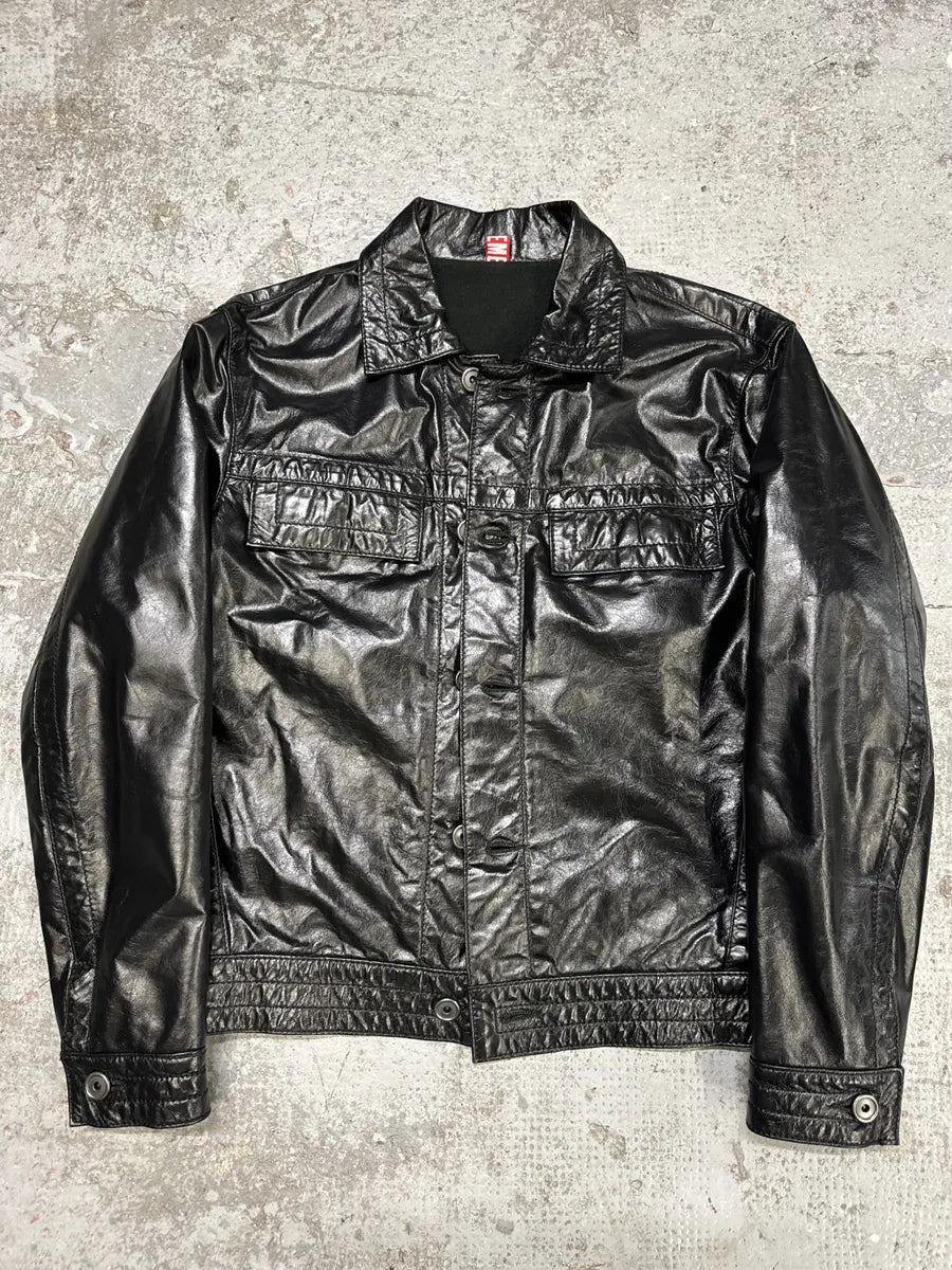 2000s Dirk Bikkembergs Black Leather Jacket (M) UwfMLEV 0