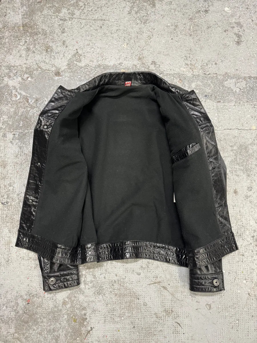 2000s Dirk Bikkembergs Black Leather Jacket UwfMLEV 3