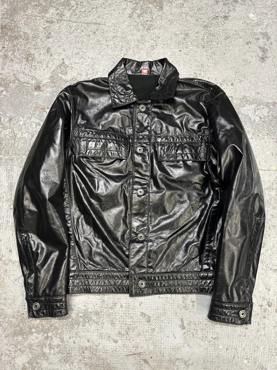 2000s Dirk Bikkembergs Black Leather Jacket (M) UwfMLEV 4