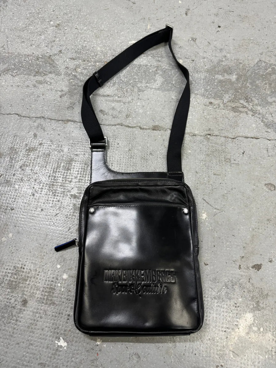 2000s Dirk Bikkembergs Black Leather Shoulder Bag TqwWZQM 0