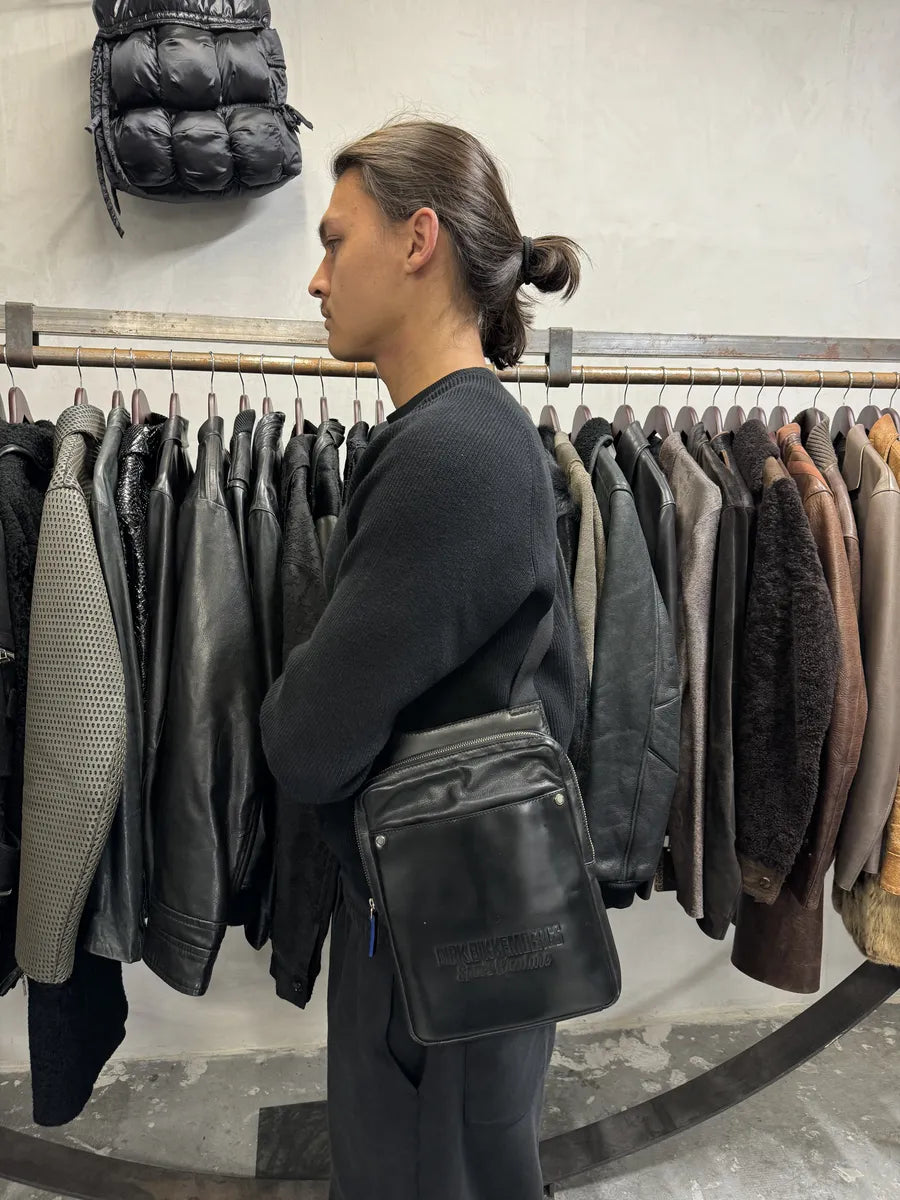 2000s Dirk Bikkembergs Black Leather Shoulder Bag (OS) TqwWZQM 1