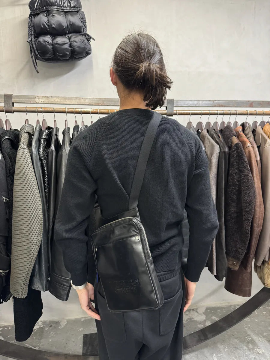 2000s Dirk Bikkembergs Black Leather Shoulder Bag (OS) TqwWZQM 2