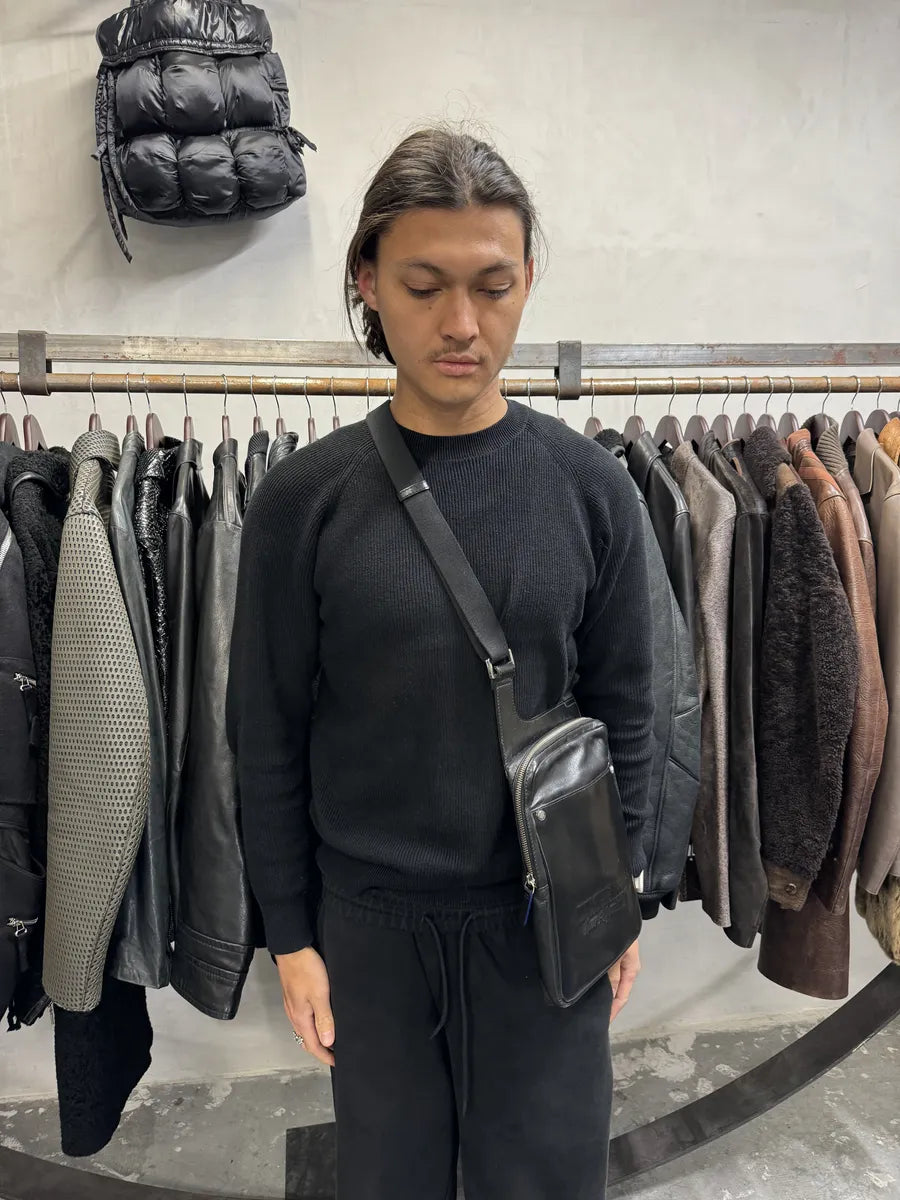 2000s Dirk Bikkembergs Black Leather Shoulder Bag (OS) TqwWZQM 3