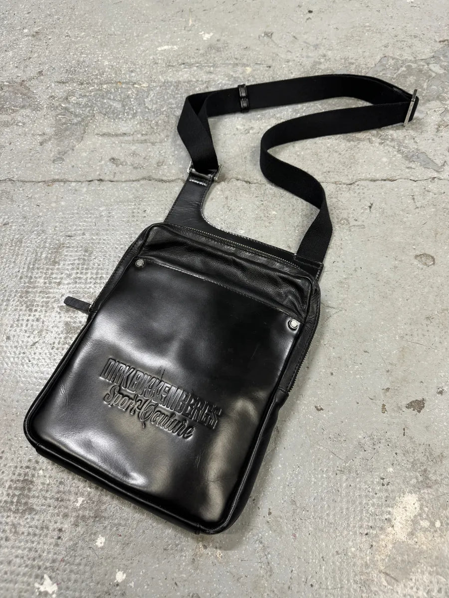 2000s Dirk Bikkembergs Black Leather Shoulder Bag (OS) TqwWZQM 5