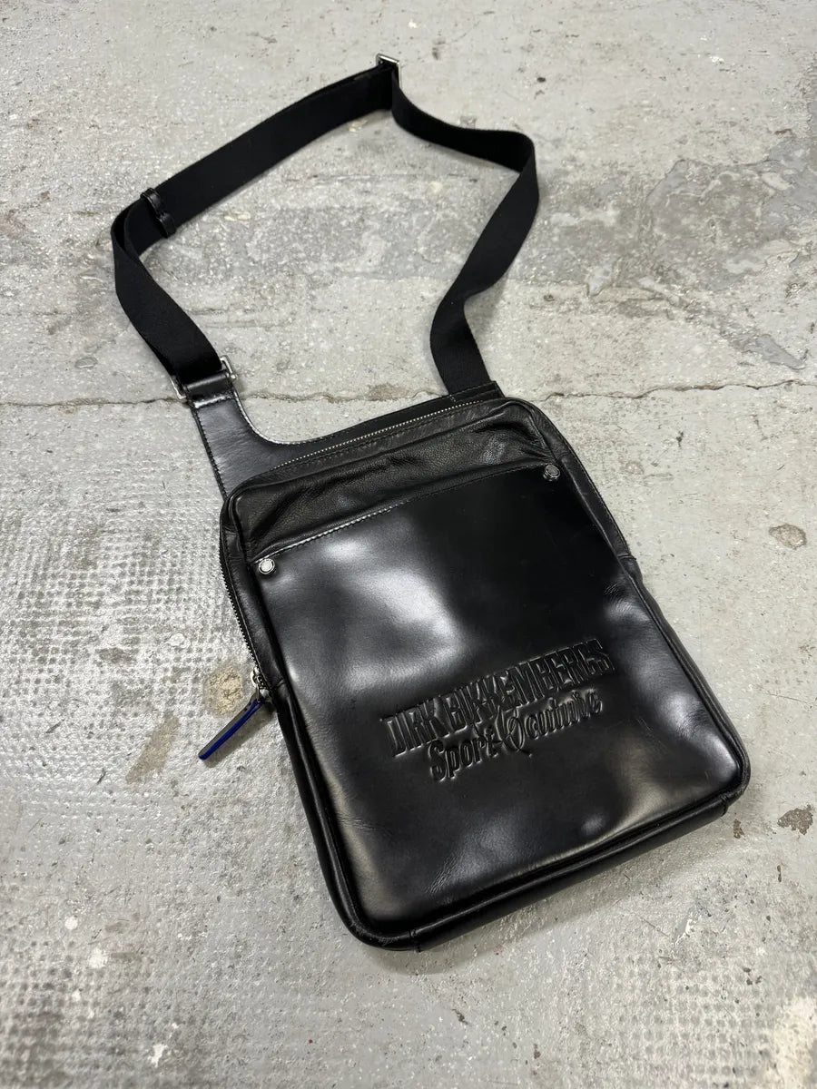 2000s Dirk Bikkembergs Black Leather Shoulder Bag TqwWZQM 8