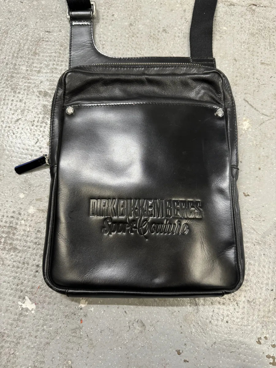 2000s Dirk Bikkembergs Black Leather Shoulder Bag TqwWZQM 9