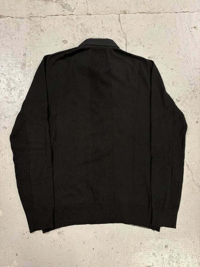 2000s Dirk Bikkembergs Black Merino Wool Contrast Hybrid Shirt & Sweater bRVgEUQ 5