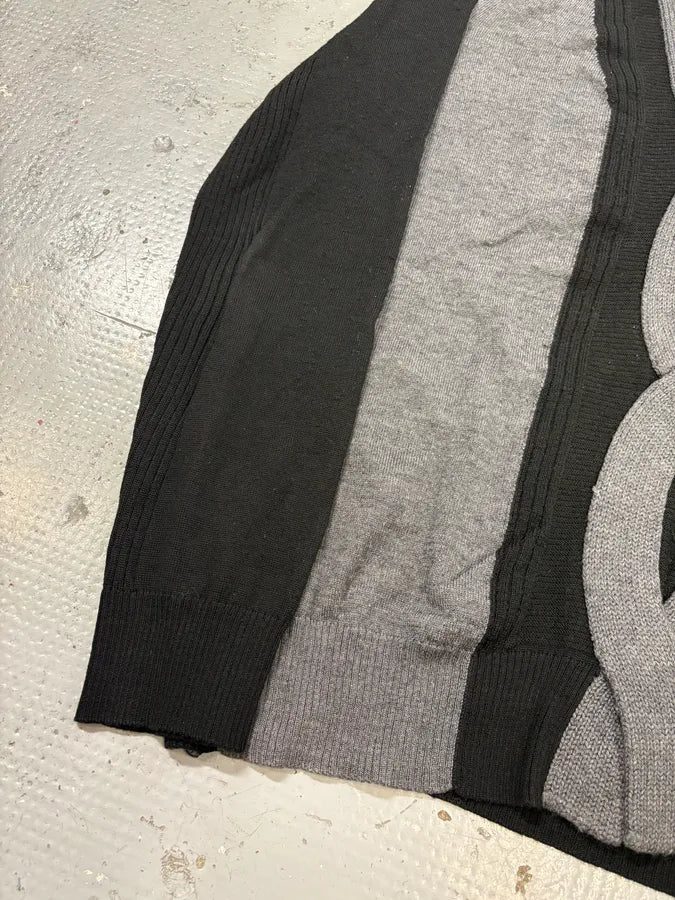 2000s Dirk Bikkembergs Black Merino Wool Contrast Hybrid Shirt & Sweater bRVgEUQ 6