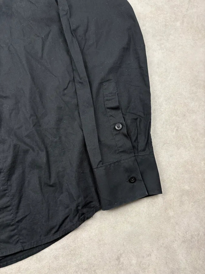 2000s Dirk Bikkembergs Black Mesh Hybrid Military Shirt RqGAEbc 5